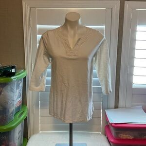 Coldwater Creek White V-Neck Blouse